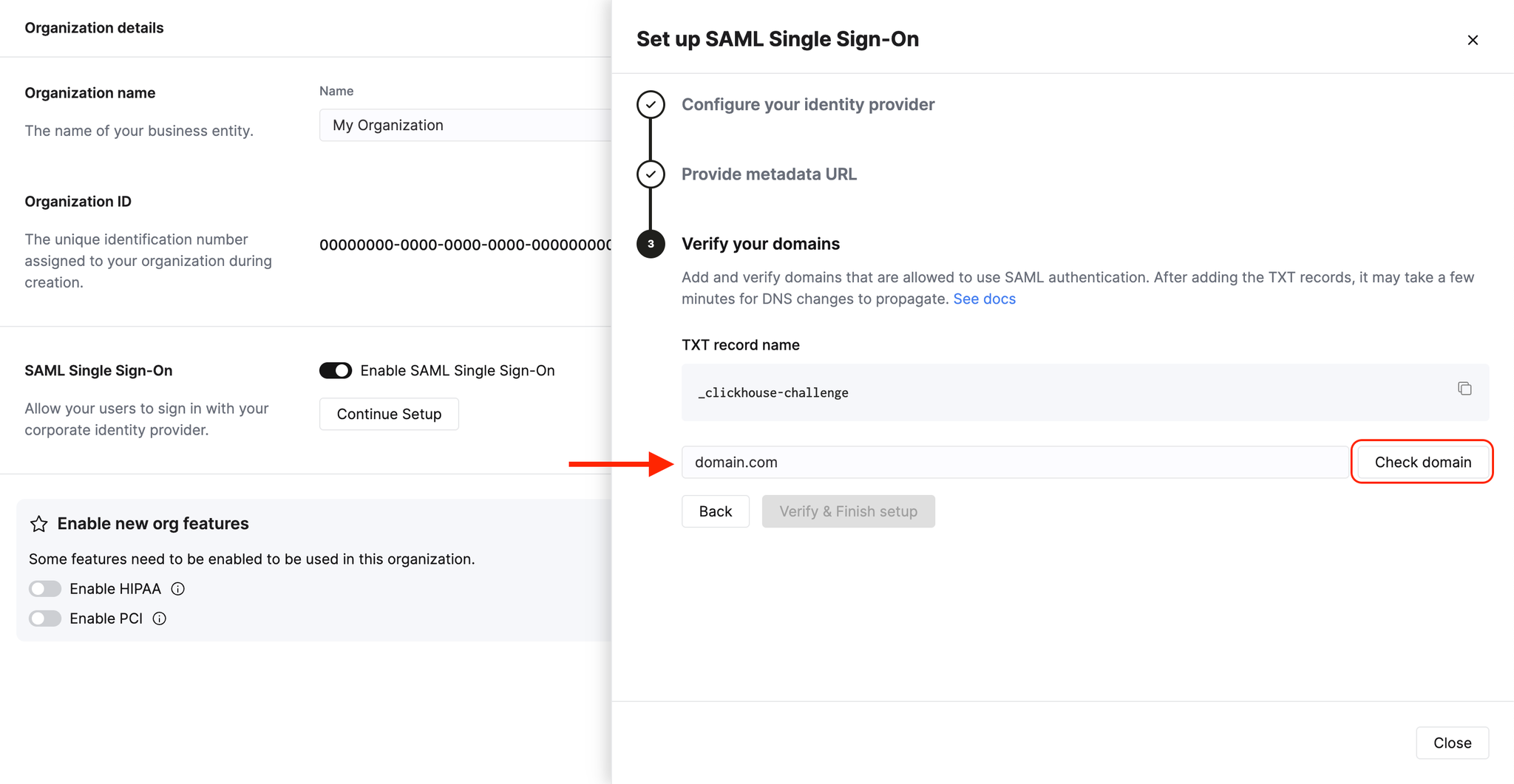 Add domain to verify